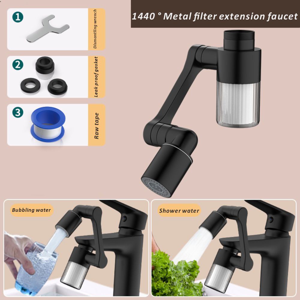 Home Bathroom Faucets - Nouveau Noir 1440 ° Robinet de