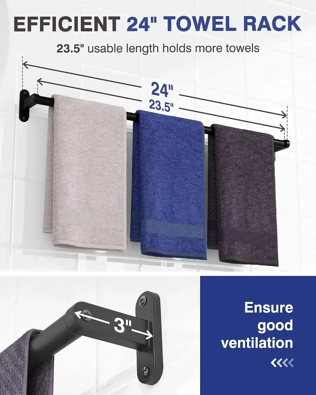 Porte-serviettes noir mat pour - Home Essentials Bathroom Accessories avis et prix