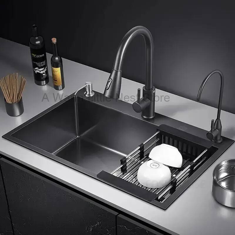 Évier de cuisine noir nano en  - Home One Bathroom Accessories avis et prix